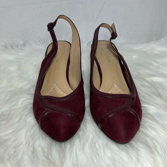 Naturalizer Devon Burgundy Suede Slingback Heels Sz 7.5 - Picture 2 of 6